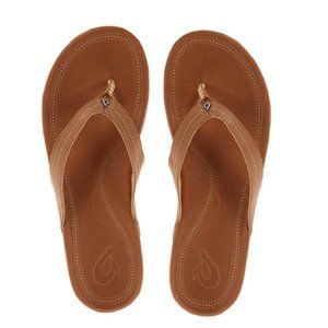 OLUKAI Wana Leather Thong Brown Sandal